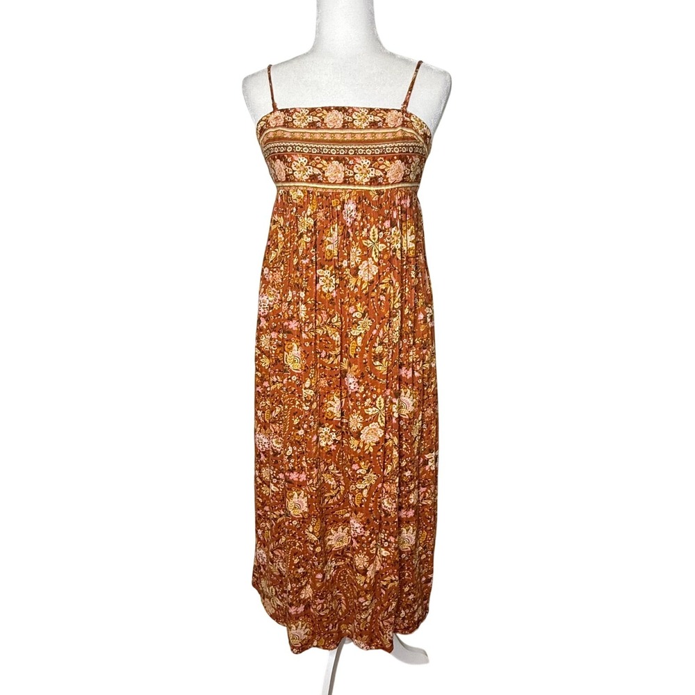 American Eagle Outfitters Floral Maxi Dress Spaghetti Straps‎ Tie Back Sz Small